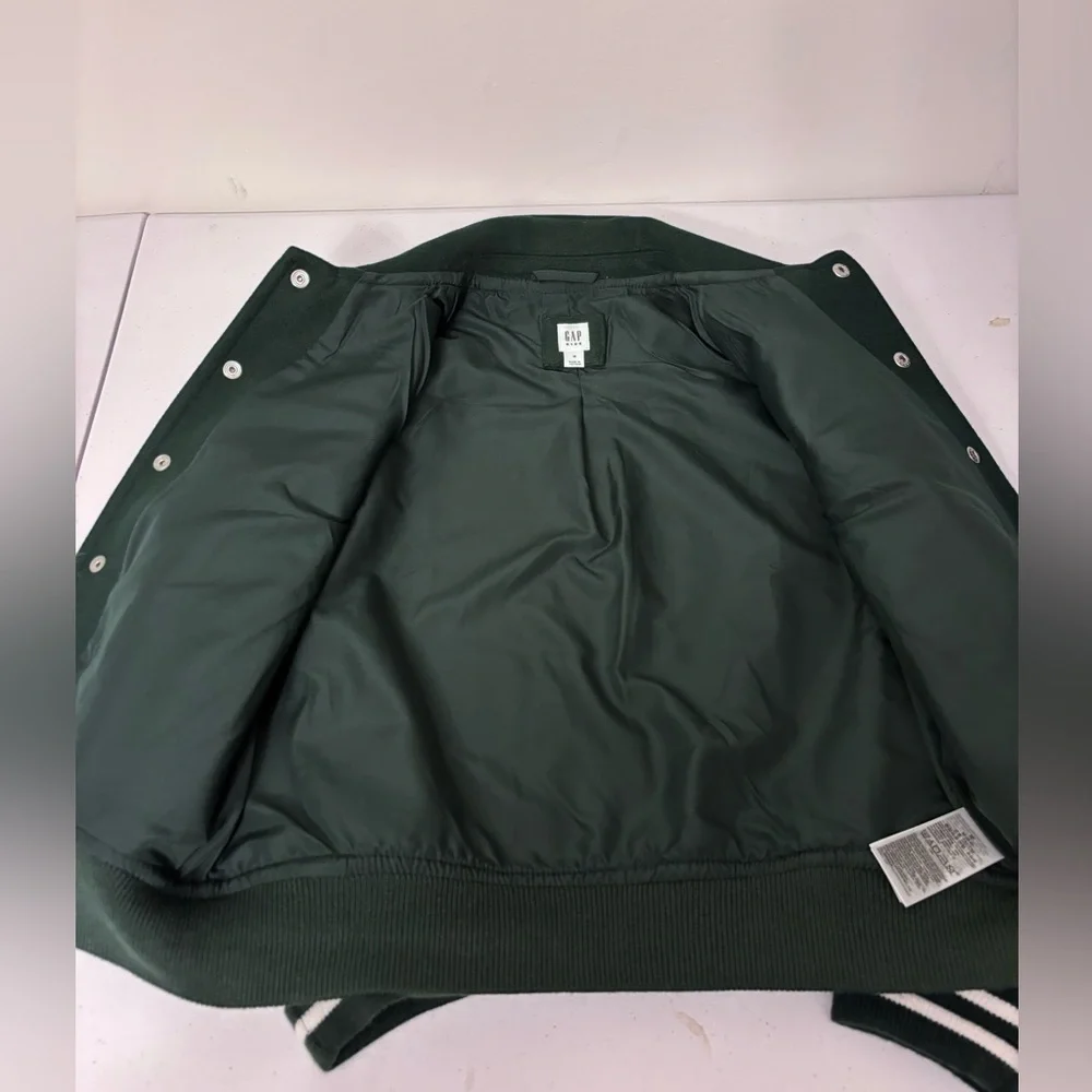 GAP Unisex Kids Forest Green Varsity Jacket sz M-0219